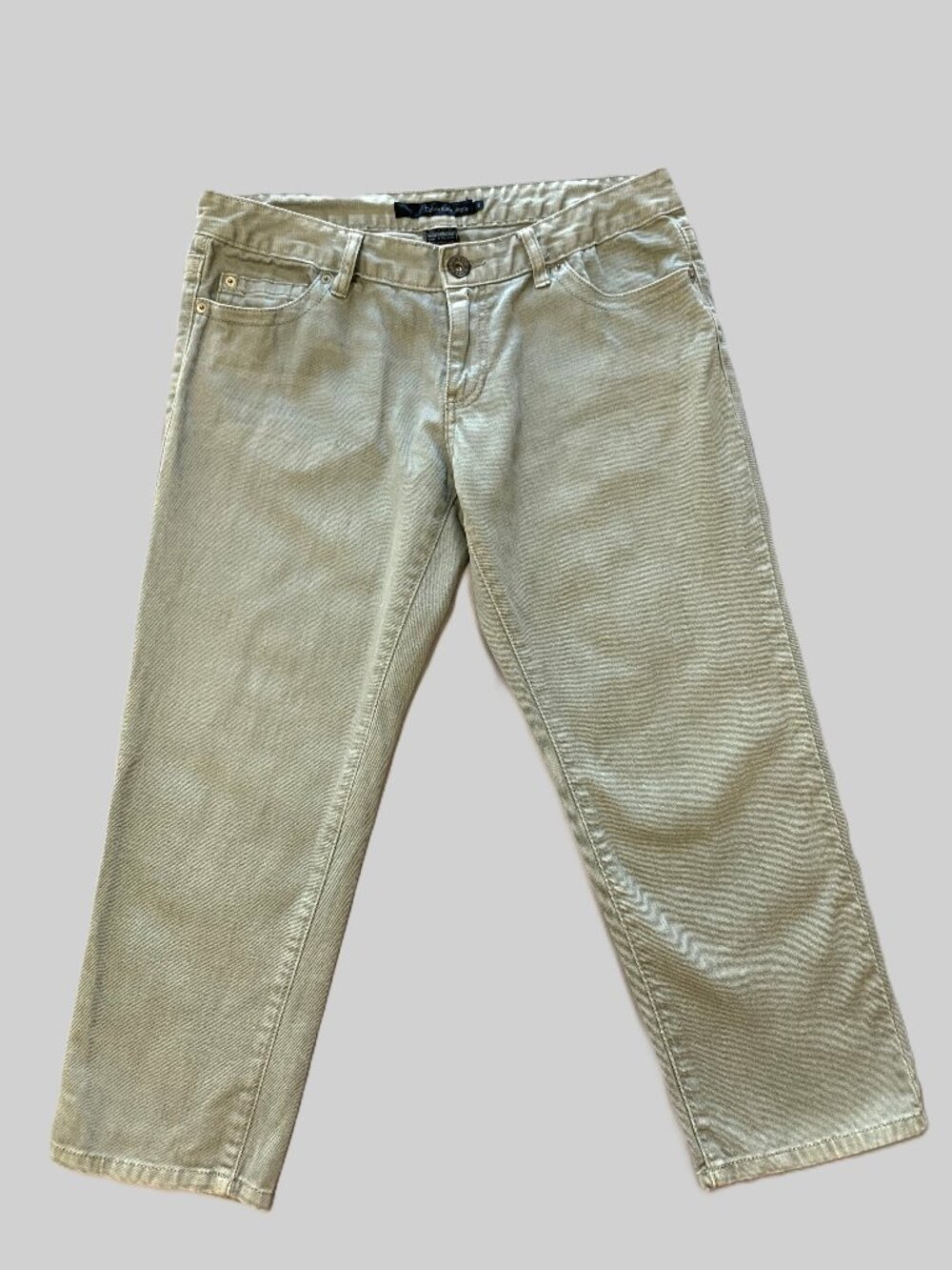 Calvin Klein Women Light Green Capri Jeans Detailed Back Pockets Size 12